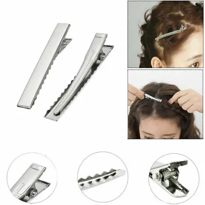 £3.82 • Buy Lot Crocodile Alligator Hair Clips 45mm X 7mm Silver DIY Blank Bow 50 100 UK NEW