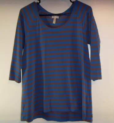 Matilda Jane Blue And Brown Striped Top Size Medium • $5