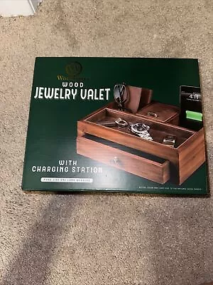 Woodbury Wood Jewelry Men’s Valet With Charging Station-NIB- • $8