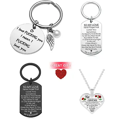 To My Love Couple Keychain To My Wife Necklace Girlfriend Wife Anniversary Gifts • $5.88