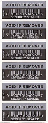 100 Tamper Evident Security Labels Void PET Black Stickers + Serials • £13.99