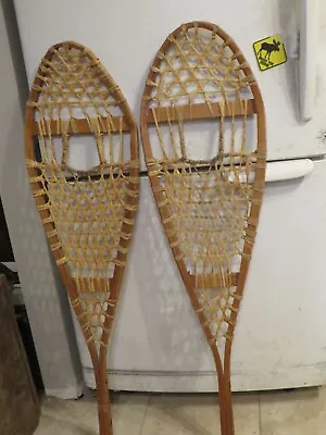 Vintage Wooden Snowshoes Size  43 `` Long By  12 ` Wide  Chalet Decor   3584 • $44.99