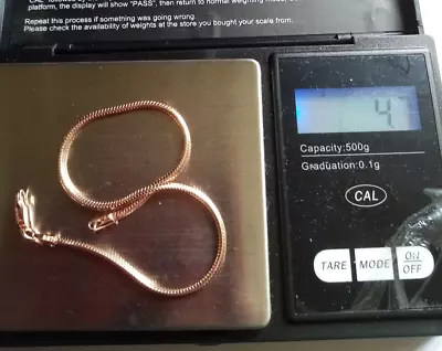 9ct Rose Gold Snake Chain Bracelet - Sterling Silver 19cm 7.5  • £5