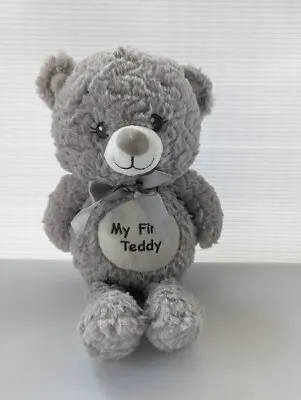 KellyToy My First Teddy Bear Plush Gray Rattle Teddy Bear Lovey • $12.95