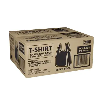 Black T-Shirt Carryout Bags 11.5  X 6.5  X 22  (1000 Ct.) NOT SHIP TO NJ • $27.46