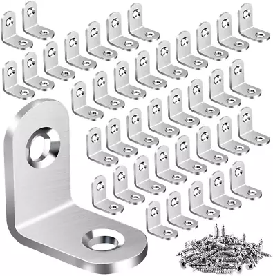 40PCS L Bracket Corner Brace Stainless Steel L Brackets For Shelves Metal Corn • $9.54