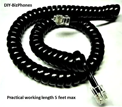 5-Pack Lot Comdial Black Handset Cord DX-80 Phone 7260-00 Receiver Vertical 9Ft • $10.99