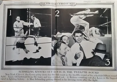 June 24 1936 Illustrated News Poster Max Schmeling Knocks Out Joe Louis In Upset • $22.40