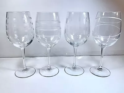 Set Of 4 Mikasa Cheers White Wine Glasses Mix Of Unique Playful Patterns • $40