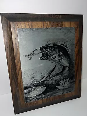 R J McDonald Nature Etching Print Signed Metal Plate On Wood Plaque Bass • $39.99