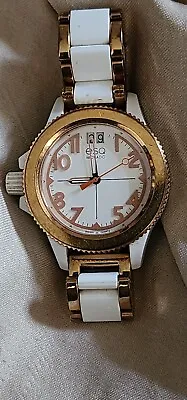 $75 • Buy Ladies Esquire Movado Left Handed Ceramic And Gold Watch