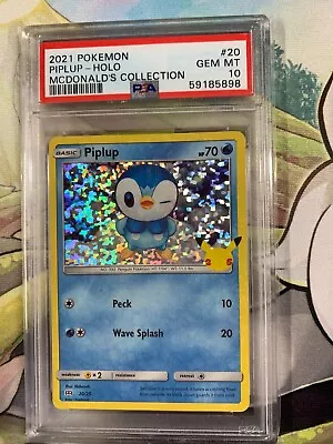 $39.95 • Buy PSA 10 GEM MINT #20 Piplup Holo - Pokémon 25th Anniversary McDonalds