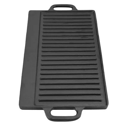 £15.55 • Buy Large Non Stick Cast Iron Griddle Pan Skillet Cooking Plate Hob Stove BBQ Grill