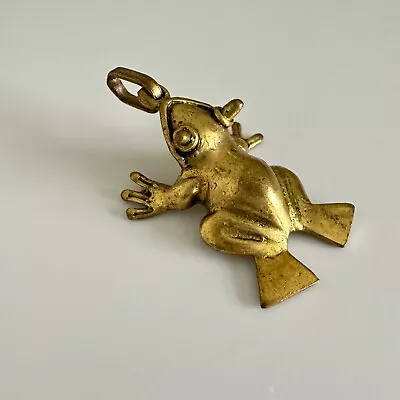 Vintage Brass Gold Tone Frog Animal Pendant 1.5  • $14.99