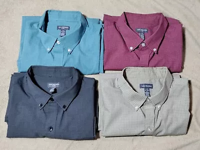 Lot Of 4 Large 16-16.5 Van Heusen Mens Short Sleeve Collered Button Dress Shirts • $44.99