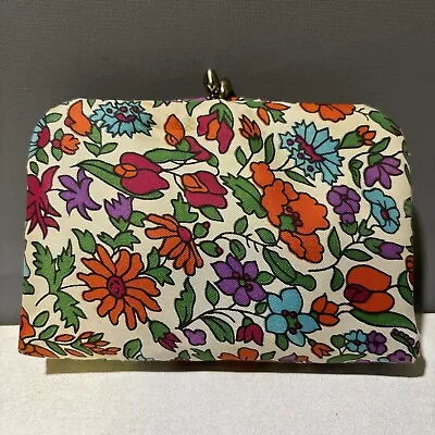 Vintage 60’s Coats & Clarks Travel Sewing Kit Floral Satin Case Kiss Lock Unused • $24