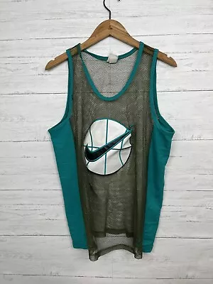 Vintage Nike Swoosh Basketball Mesh Jersey Tank Top Made In USA 90’s • $49.99