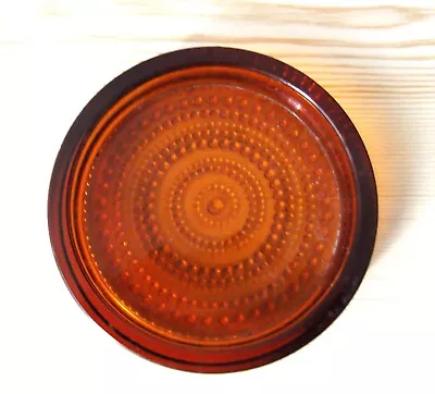 Vintage 1960s Iittala Kastehelmi By Oiva Toikka Amber Pressed Glass Dish / Bowl • £15.99