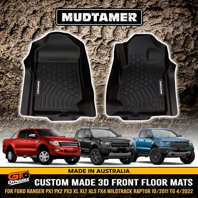 Front MUDTAMER 3D Custom Floor Mats Ford Ranger PX1 PX2 PX3 XLT XL 2011-4/2022 • $199