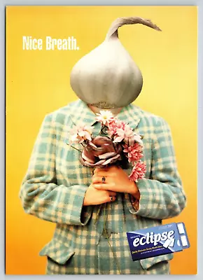 Groovy Suit Garlic Head Bad Breath Man Flower Eclipse Sugar Free Gum Ad Postcard • $4.75