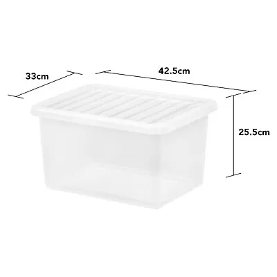 25 Litres Clear Plastic Storage Box With Lid Home Office Garage Stationery - UK • £8.89