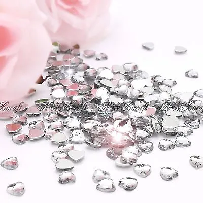 200 X 4mm Diamante Rhinestone Hearts Flat Back 3D Nail Art Craft Cardmaking Gems • £1.99
