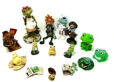 Vintage Mixed Lot Of 14 Frog Figurines  • $15.38