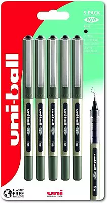 Uni-ball UB-157 Eye Black Rollerball Pens. Premium Fine 0.7mm Ballpoint Tip For • £6.99