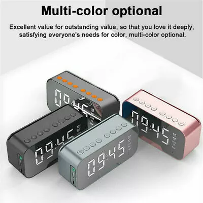 $19.69 • Buy Portable LED Display Digital Alarm Clock Bluetooth FM Speaker Modern Home Decor