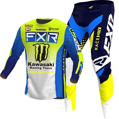 FXR Revo Monster Kawasaki Team MX Gear Jersey/Pants Combo Motocross Racing Set • $157