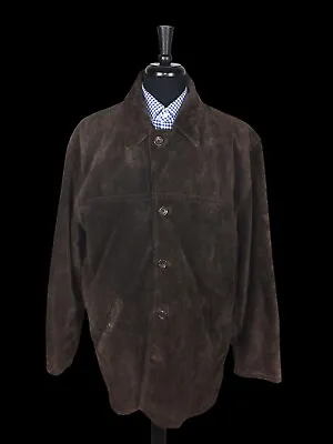 Vintage J. Crew Jacket Leather Suede Mens XL Coat Wool Nylon Lined Brown Button  • $155.64