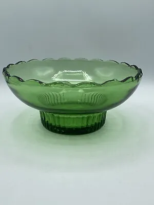 Vintage 1950's E.O. Brody CO. M2000 Cleveland Ohio Green Glass Dish Bowl Scallop • $12.50