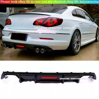 For Volkswagen VW CC 2009-2017 Glossy Black Rear Bumper Diffuser Lip Spoiler Kit • $350