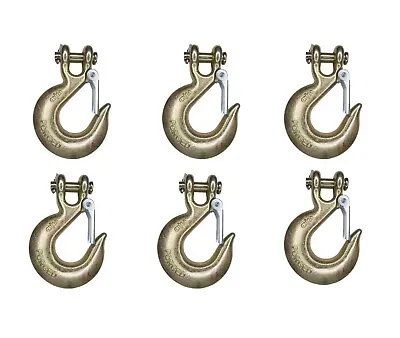 6 Pack G70 3/8  Clevis Slip Hook W/ Latch Trailer Truck Transport Tow Chain Hook • $36.85