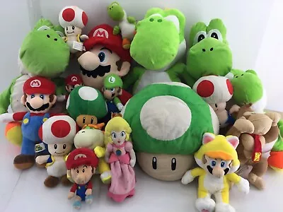 Used Nintendo LOT 19 Super Mario Plush Doll Figure Toys Mario Yoshi Donkey Kong • $68.75