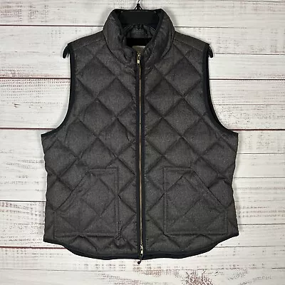 J Crew Vest Mens Quilted Down Filled Gray XL Outdoor Pockets Full Zip • $29.99