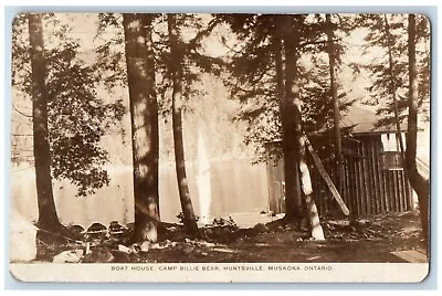 Boat House Camp Billie Bear Huntsville Muskoka Ontario RPPC Photo Postcard • $19.97