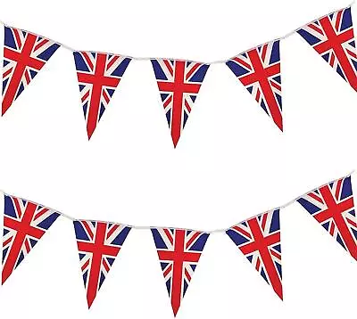 50M Union Jack Bunting Great Britain 100 Triangle Flags Royal Street Party Decor • £6.49