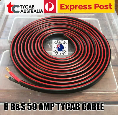 10m Express Post 8mm 8b&s Twin Core Copper Cable 59 Amp Wire Double Insulated • $165.11