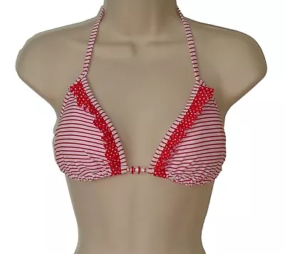 Marie Meili Red Striped Triangle Bikini Top Size M Swimsuit New • £8.65