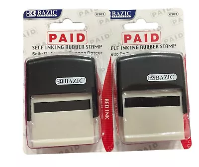 $9.87 • Buy Bazic 6303 Self Ink Ing Rubber Stamp PAID Red Ink 2 PK
