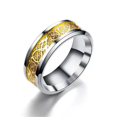 Luxury Mens Ring Ring Celtic Dragon Dragon Titanium Steel Rings Jewelry • £3.13