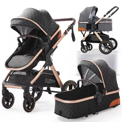$169.55 • Buy Black Foldable Baby Stroller Newborn Bassinet Pushchair Kids Infant Travel Pram