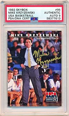 1992 Skybox USA Mike Krzyzewski Gold Ink Autographs Auto #95 PSA/DNA 9 • $699.99