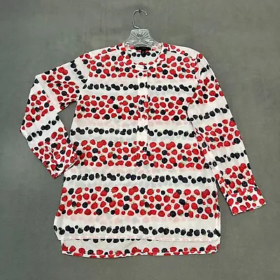 £15.98 • Buy J Crew Shirt Women's 00P Petite White Berry Print Cotton Silk Voile Popover Top