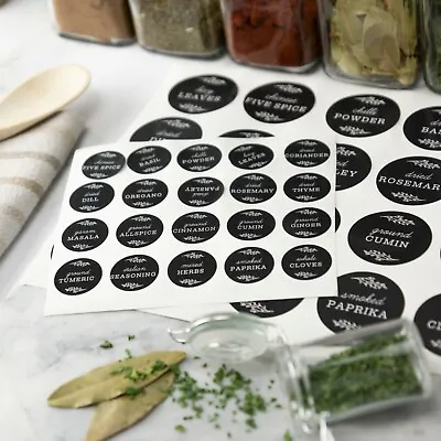 £6.99 • Buy Herbs & Spices Jar Labels - Kitchen Pantry Storage Labels - Vintage Black Look
