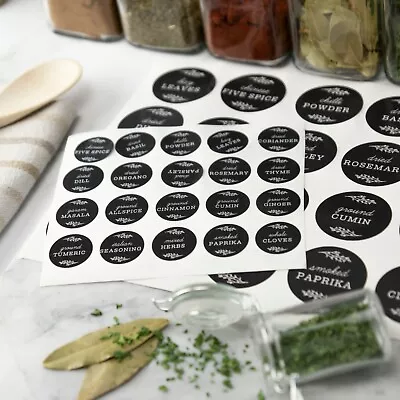 £2.99 • Buy Herbs & Spices Jar Labels - Kitchen Pantry Storage Labels - Vintage Black Look