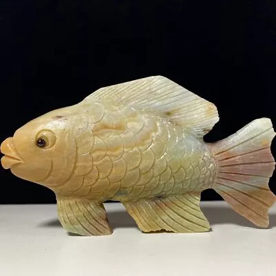 Natural Crystal Cluster Mineral Specimen Amazon Stone Handcarved Fish Gift • $38