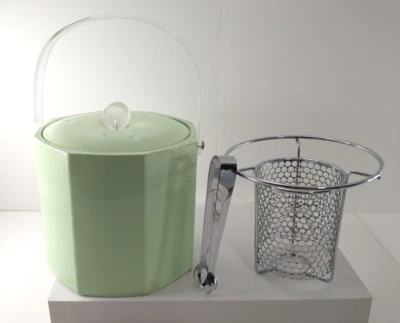 $80 • Buy VTG Mid Century GEORGES BRIARD Mint Green ICE BUCKET W/ Caddy & Claw Thongs USA!