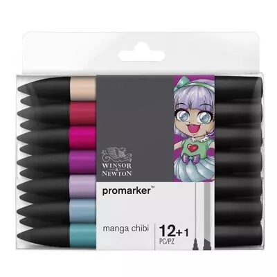 Winsor & Newton Promarker Manga Chibi Set Of 12+1 Blender Alcohol Based Dual • £31.99